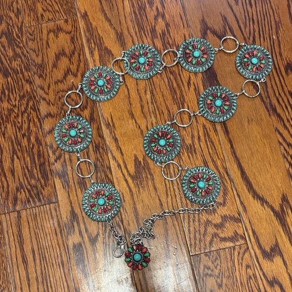 Nocona Belt Co Accessories - Nocona Silver and Turquoise Circular Pendant Necklace